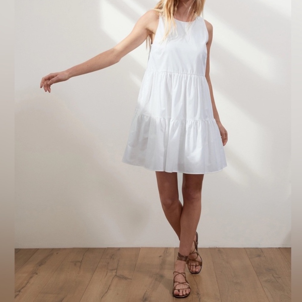 Banana Republic White Poplin Tiered Mini Dress